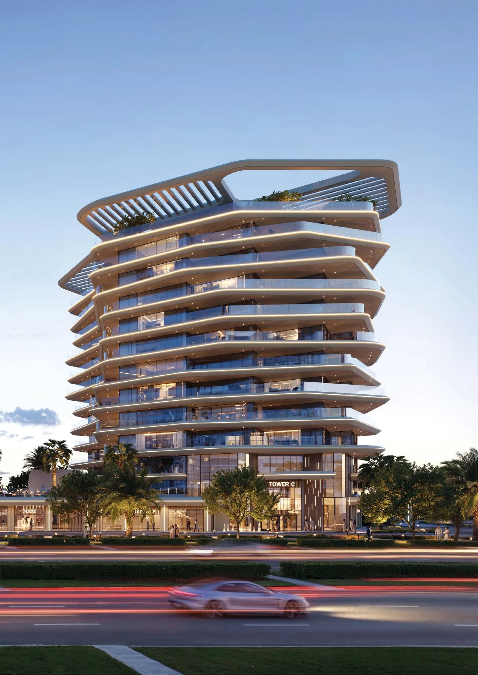 Bab Al Qasr Residence 51 - Sea view facade and waterfront promenade at Al Raha Beach