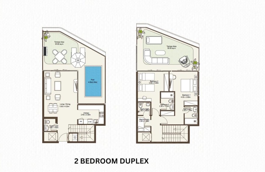 Bab Al Qasr Sea View Residence 51 - 2 Bedroom Floor Plan at Al Raha Beach