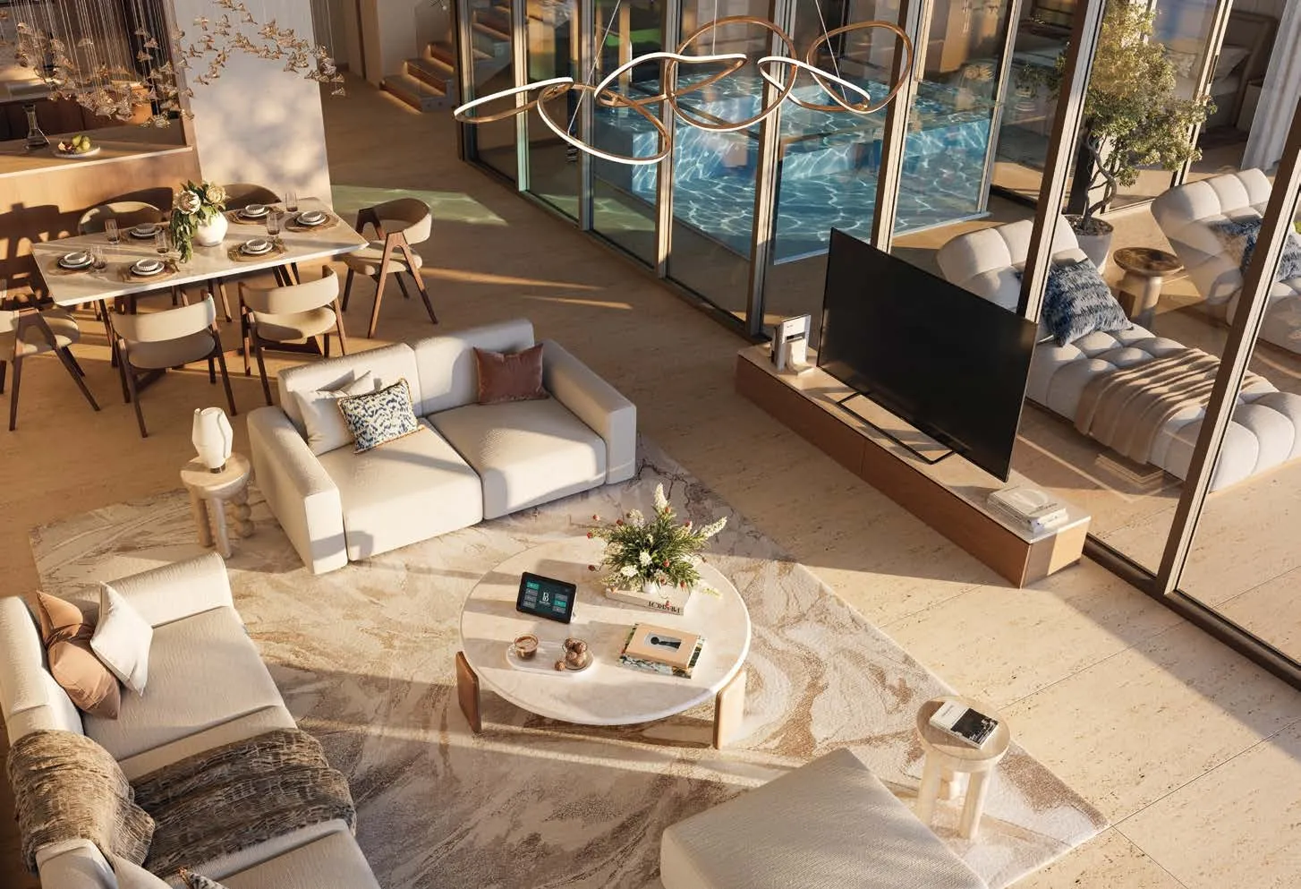 Bab Al Qasr Residence 51 - THE ONE furnished living room with sea view at Al Raha Beach