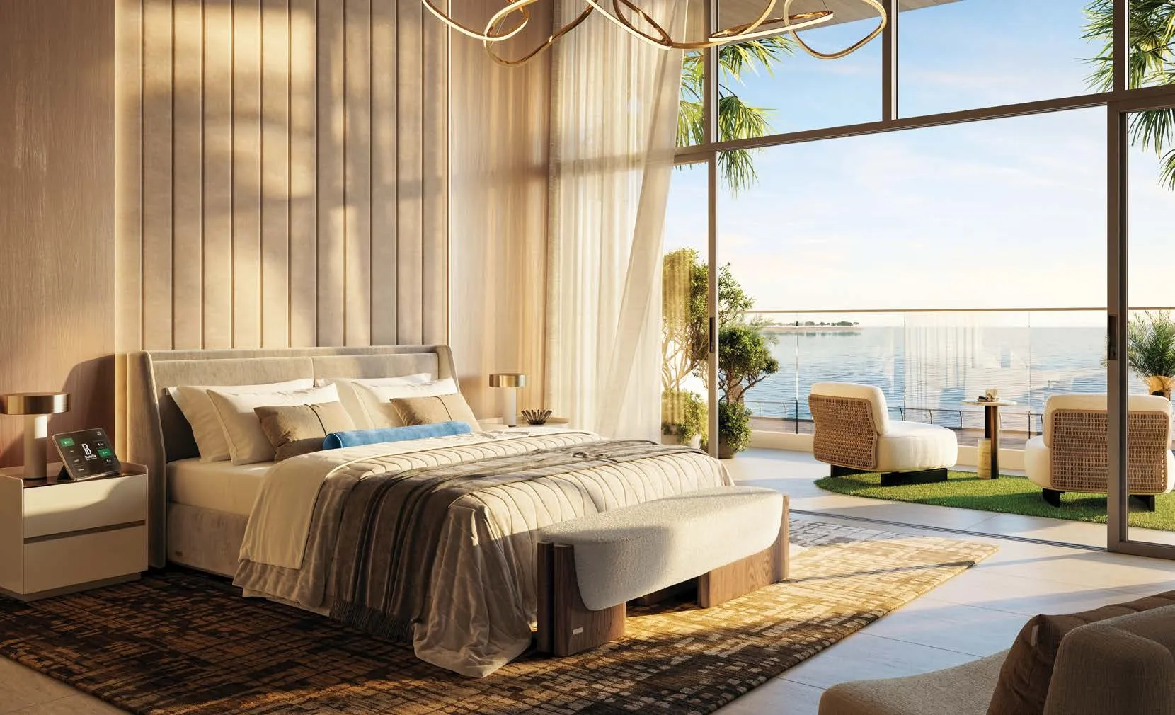 Bab Al Qasr Residence 51 - Master bedroom with panoramic sea view at Al Raha Beach